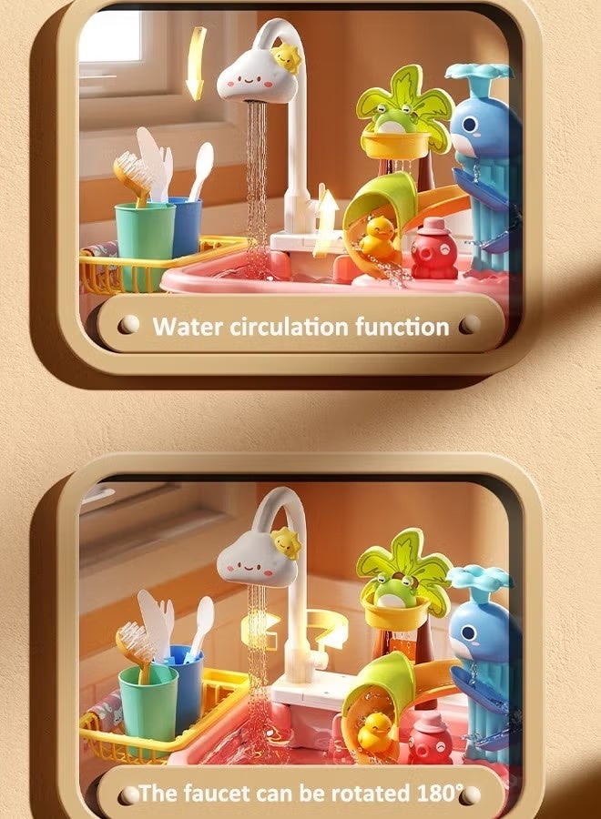 MIXDE Children's dishwashing playset Dishwasher toys Fishing toys Vegetable washing sink Kitchen toys Situational simulation toys - Image 4