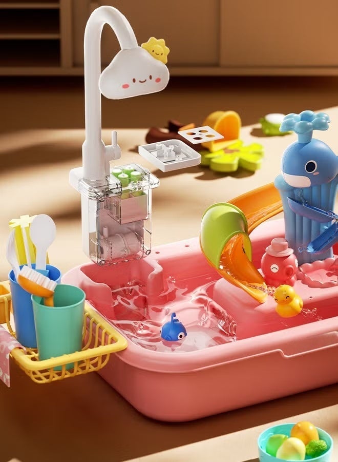 MIXDE Children's dishwashing playset Dishwasher toys Fishing toys Vegetable washing sink Kitchen toys Situational simulation toys - Image 3