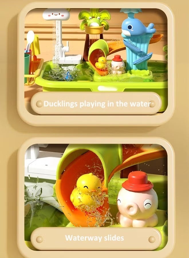 MIXDE Children's dishwashing playset Dishwasher toys Fishing toys Vegetable washing sink Kitchen toys Situational simulation toys - Image 2