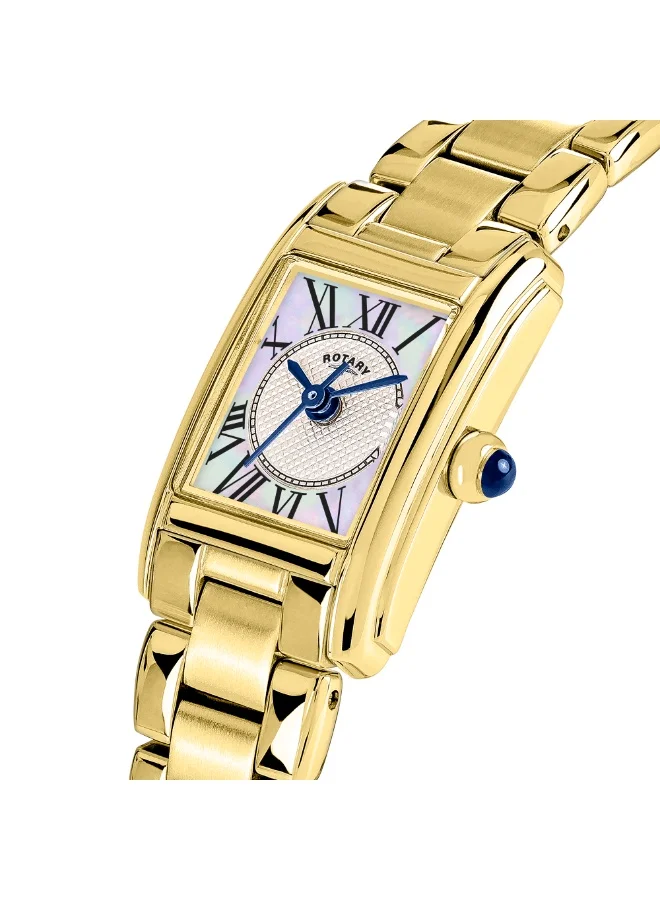 ROTARY Rotary Ladies Heritage Astoria Mother Of Pearl Dial Rectangular Gold Plated Stainless Steel Bracelet Watch - RLB10026/70