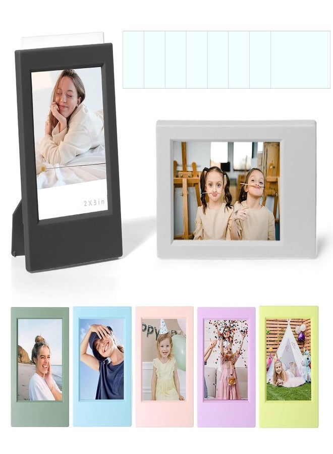 إطار صور صغير من WOGOZAN مقاس 2x3 لكاميرات Fujifilm Instax Mini 12/11/99/41/40/SE/EVO Classic Polaroid، مقاس 2.15x3.4 بوصة، بحجم محفظة الصور، مع طبقة واقية (ملون) (عبوة من 7 قطع) - Image 1