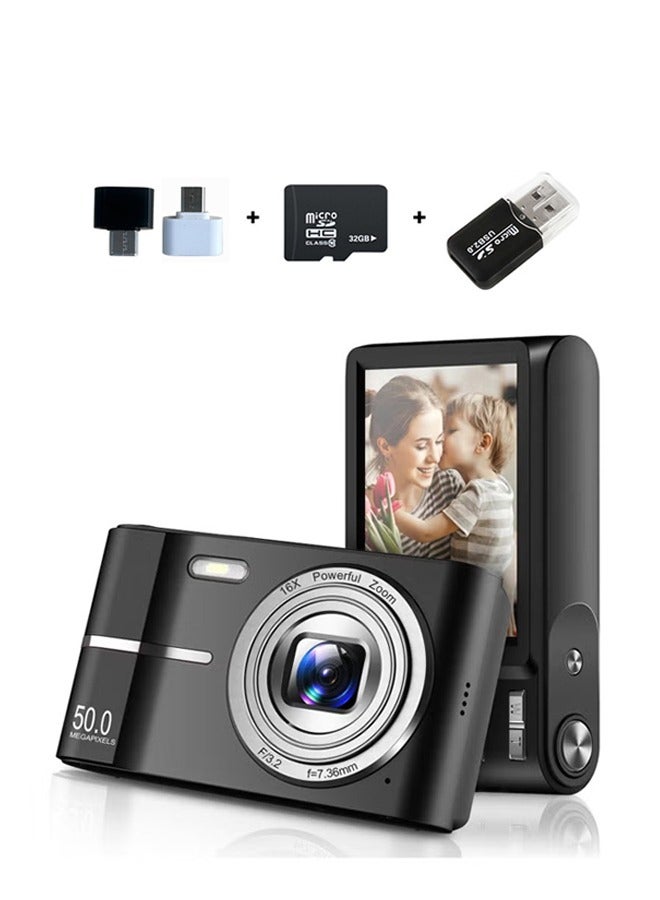 Digital Camera, 50MP Full HD 1080P Camera with 16x Zoom Anti-Shake, Compact Camera for Teens Girls Boys, Kids Camera with 32GB SD Card - Image 1
