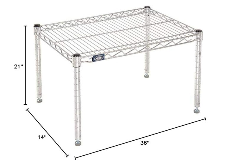 Nexel Commerical Wire Shelf Platform Dunnage Storage Rack, 21" x 36" x 14", Chrome - Image 2