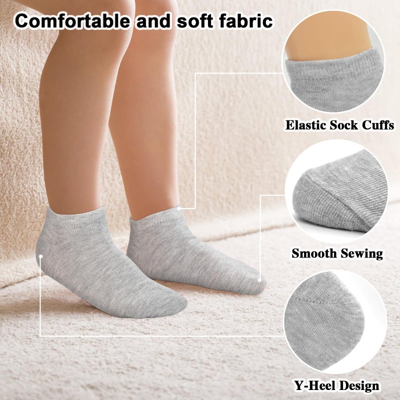 ZERULETS Kids Socks, 20 Pairs Low Cut Ankle Socks Short Athletic Socks for Boys Girls Toddler 1-13 Yearsï¼ˆBlack,White,Greyï¼Œ4-7 Yearsï¼‰ - Image 4