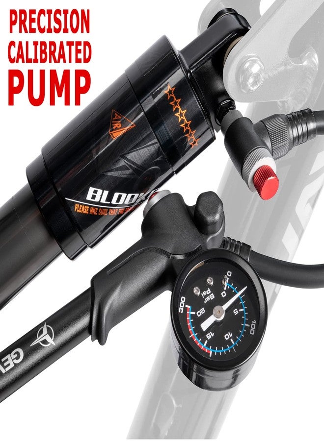 GEWAGE Shock Pump for Mountain, Road Bikes and Motorcycle - 300 Psi High Pressure for Front Fork and Rear Suspension Air Shocks Pump with Gauge -Portable Mini Pump with Air Bleed Button (Black) - Image 3