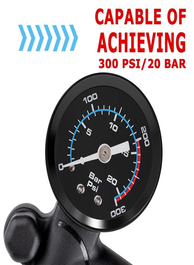 GEWAGE Shock Pump for Mountain, Road Bikes and Motorcycle - 300 Psi High Pressure for Front Fork and Rear Suspension Air Shocks Pump with Gauge -Portable Mini Pump with Air Bleed Button (Black) - Image 4