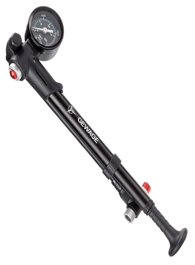 GEWAGE Shock Pump for Mountain, Road Bikes and Motorcycle - 300 Psi High Pressure for Front Fork and Rear Suspension Air Shocks Pump with Gauge -Portable Mini Pump with Air Bleed Button (Black) - Image 1
