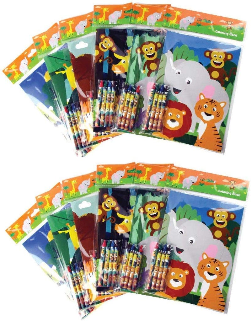 TINYMILLS Safari Zoo Animals Coloring Book for Kids with 12 Coloring Books and 48 Crayons Fun Jungle Book Animals Birthday Party Supplies Zoo Party Favor Bag Fillers - Image 3