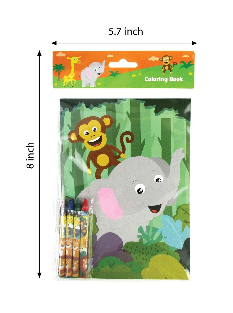 TINYMILLS Safari Zoo Animals Coloring Book for Kids with 12 Coloring Books and 48 Crayons Fun Jungle Book Animals Birthday Party Supplies Zoo Party Favor Bag Fillers - Image 4