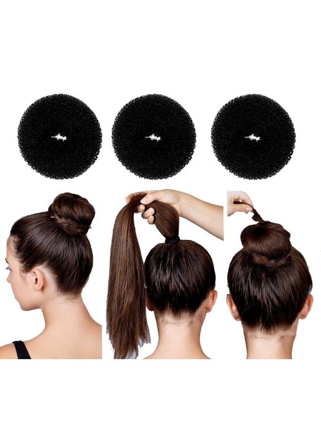 Fully Hair Donuts For Bun Maker Easy To Use Hair Styling Juda Maker Donuts Set Of 3 Pcs Donuts Bun For Women Black 10 Gram Pack Of 1 - Image 2