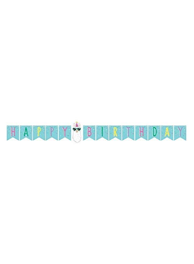 CREATIVE CONVERTING Llama Party Happy Birthday Banner 1 Ct Multicolored 6" X 78" (13) Flags 5.5" X 4.5" (1) Llama Head 7.5" X 3" - Image 2