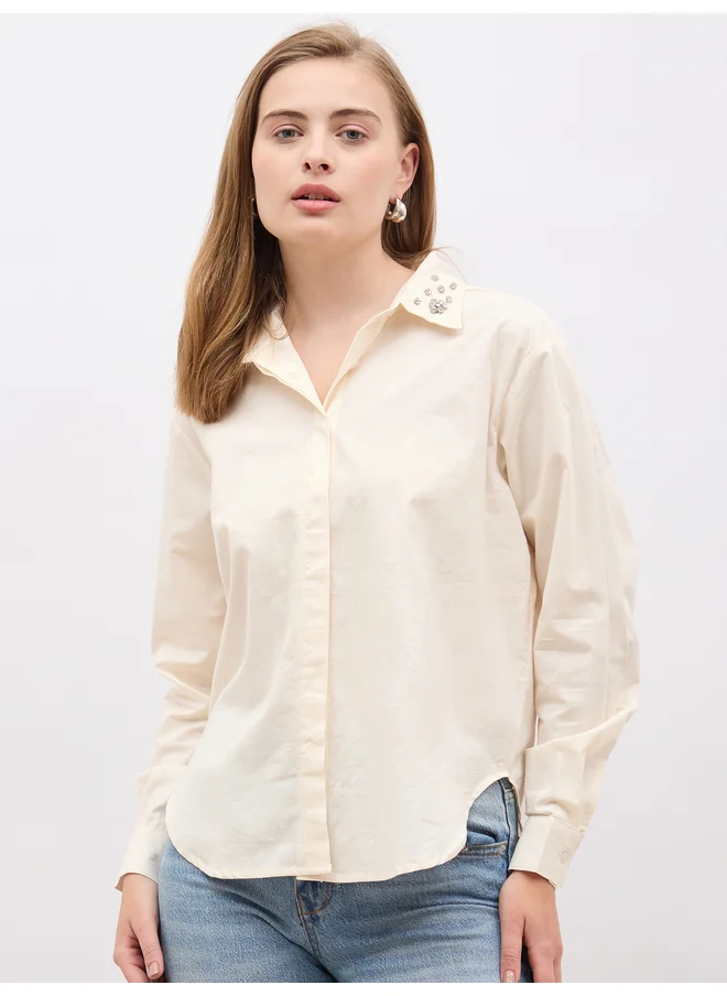 Styli Styli Embellished Detail Long Sleeves Regular Fit Shirt