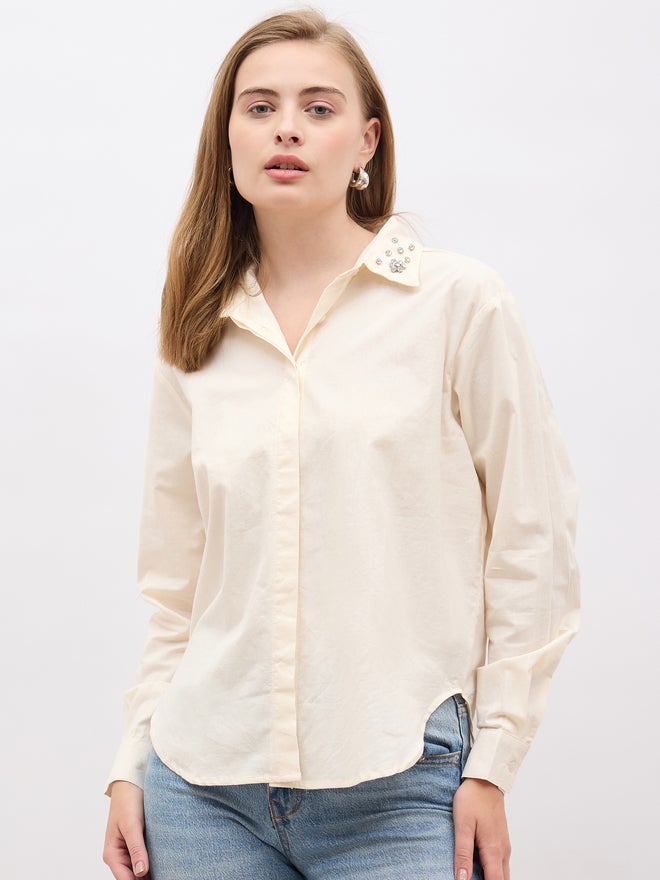 Styli Styli Embellished Detail Long Sleeves Regular Fit Shirt  - Image 2