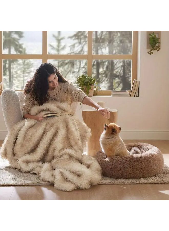 1 Plush Faux Fur Pet Bed Dark Gray 23 62 Inch Orthopedic Round Cushion For Small Dogs Cats Indoor Cozy Removable Washable Cover Joint Support Comfortable Sleep Nest Christmas Gift For Pom Chihuahua Shih Tzu - Image 2