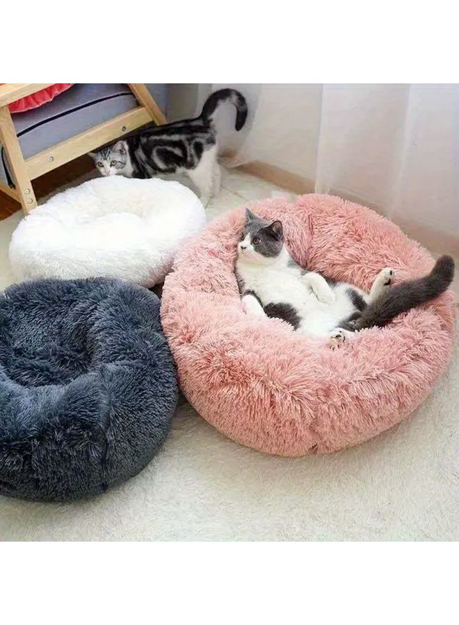 1 Plush Faux Fur Pet Bed Dark Gray 23 62 Inch Orthopedic Round Cushion For Small Dogs Cats Indoor Cozy Removable Washable Cover Joint Support Comfortable Sleep Nest Christmas Gift For Pom Chihuahua Shih Tzu - Image 4