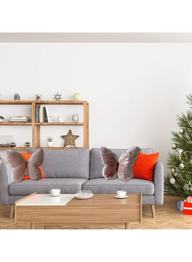 CMGTYYD Pink Butterfly Throw Pillow, Pink Butterfly-Shaped Glitter Velvet Stuffed Cushion Cute 3D Soft Comfortable Butterfly Plush Pillow Decorative Animal Pillow for Couch Living Room Bed - Image 4