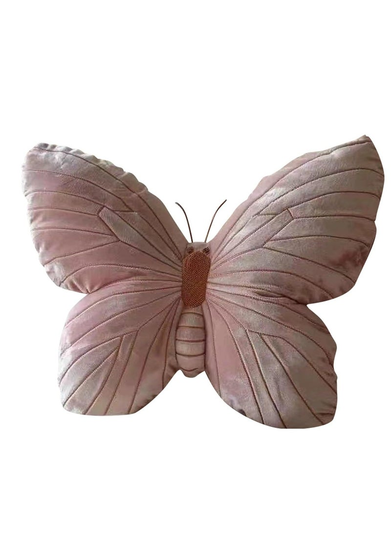CMGTYYD Pink Butterfly Throw Pillow, Pink Butterfly-Shaped Glitter Velvet Stuffed Cushion Cute 3D Soft Comfortable Butterfly Plush Pillow Decorative Animal Pillow for Couch Living Room Bed - Image 2