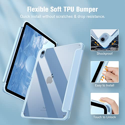 Fintie Hybrid Slim Case for iPad (A16) 11th Generation 11 Inch (2025), iPad 10th Generation 10.9 Inch (2022) - Shockproof Cover with Clear Transparent Back Shell & Pencil Holder, Sky Blue - Image 4