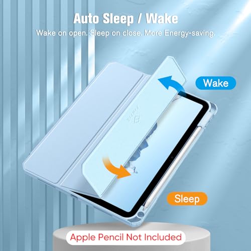 Fintie Hybrid Slim Case for iPad (A16) 11th Generation 11 Inch (2025), iPad 10th Generation 10.9 Inch (2022) - Shockproof Cover with Clear Transparent Back Shell & Pencil Holder, Sky Blue - Image 3