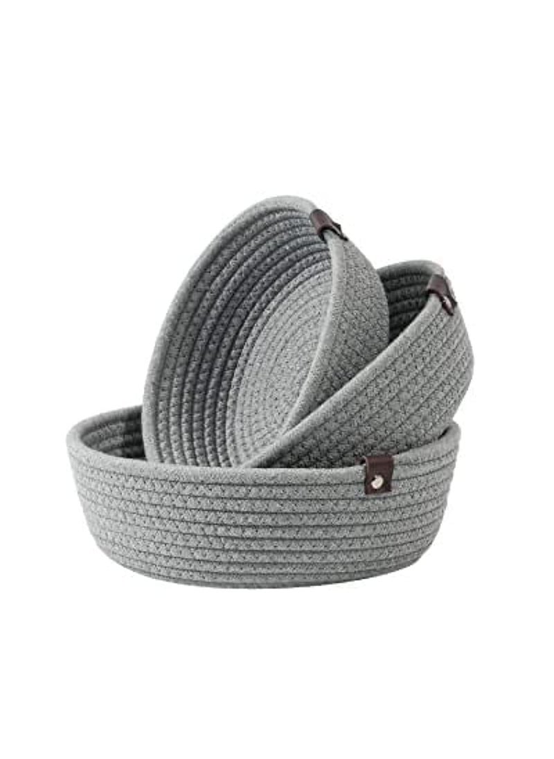 DECOR WELL Decor Well Jute Storage Bucket 100 Natural Handmade Round Basket For Your Home And Kitchen Small Medium Medium Large Set Of 3 Grey  - Image 2