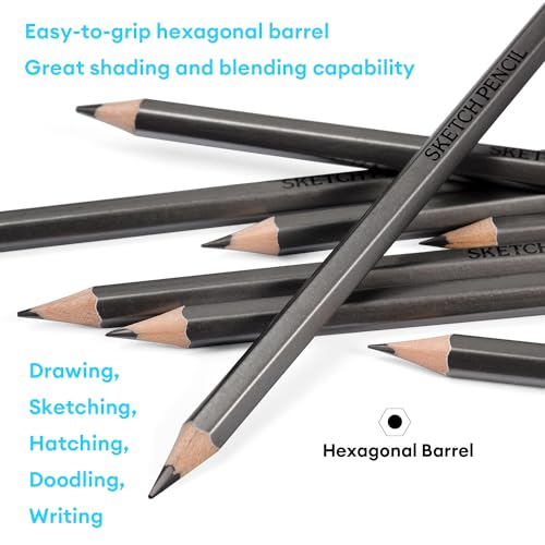 Dyvicl Professional Drawing Sketching Pencil Set - 12 Pieces Drawing Pencils 10B, 8B, 6B, 5B, 4B, 3B, 2B, B, HB, 2H, 4H, 6H Graphite Pencils for Kids, Beginners, Pro Artists - Image 3