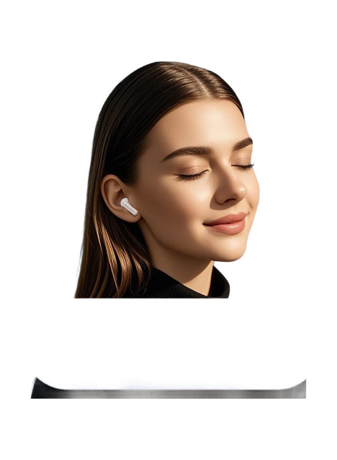 Sansui W27【Innovative Half In-Ear Active Noise Cancelling】True Wireless Bluetooth Earbuds Double Gold Label Version Gaming Running Sports Earphones Long Battery Life High Sound Quality Milky White - Image 2