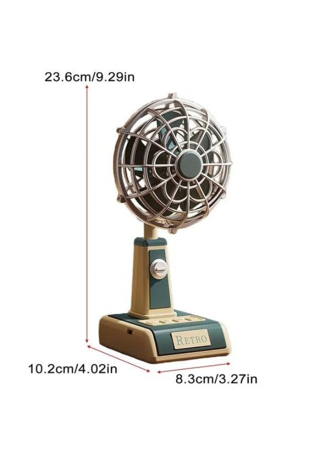 Retro Metal Table Fan with 3 Speed Wind Settings, Adjustable Tilt Angle, Strong Airflow Desk Fan, Vintage Style Small Standing Fan for Home, Office, Study Table, Bedroom Cooling (Green) - Image 2