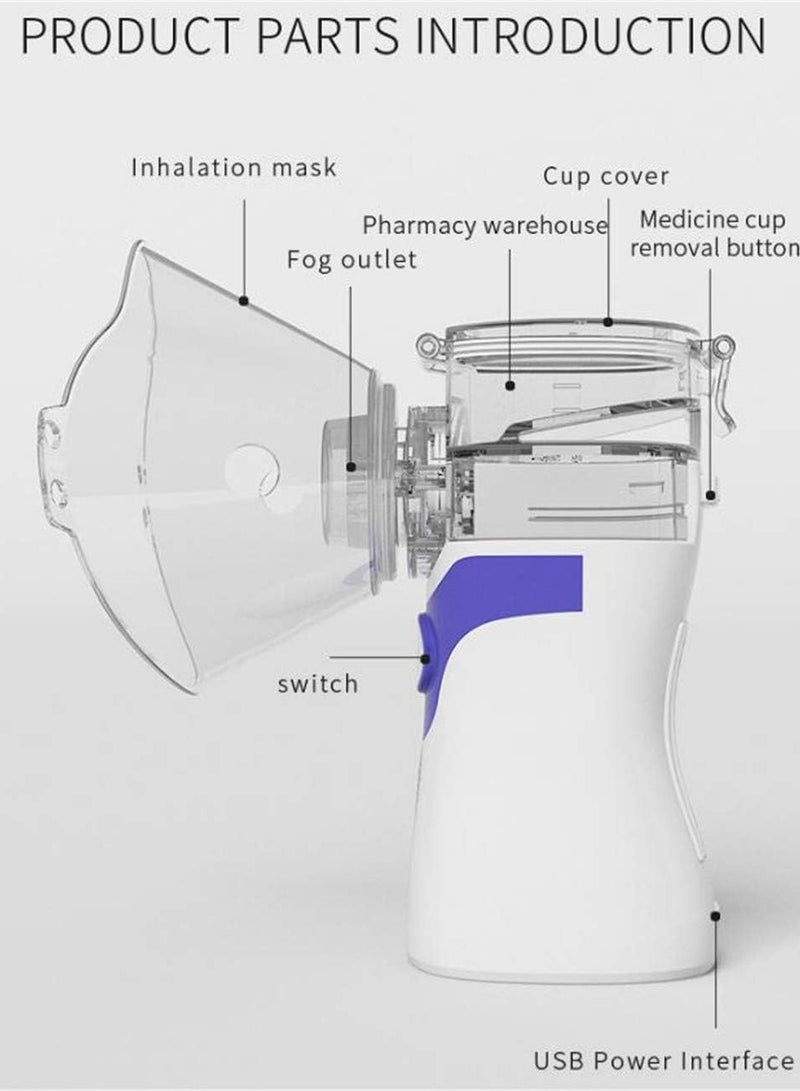 ELTRAZONE Portable Mini Vaporizers Cool Mist Inhaler Handheld Travel Steam Compressor Machine Humidifier for Adults and Kids Mesh Inhalators with Masks (Grey) - Image 4