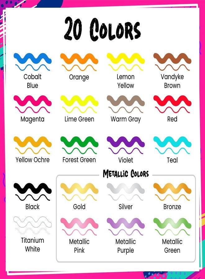 Chalkola 20 Oil Paint Pens - Oil Based Paint Markers for Metal, Fabric, Ceramic, Glass, Rocks - Waterproof & Permanent Markers for Wood, Plastic Surfaces, Steel - 1mm + 5mm Dual Tip - Image 2
