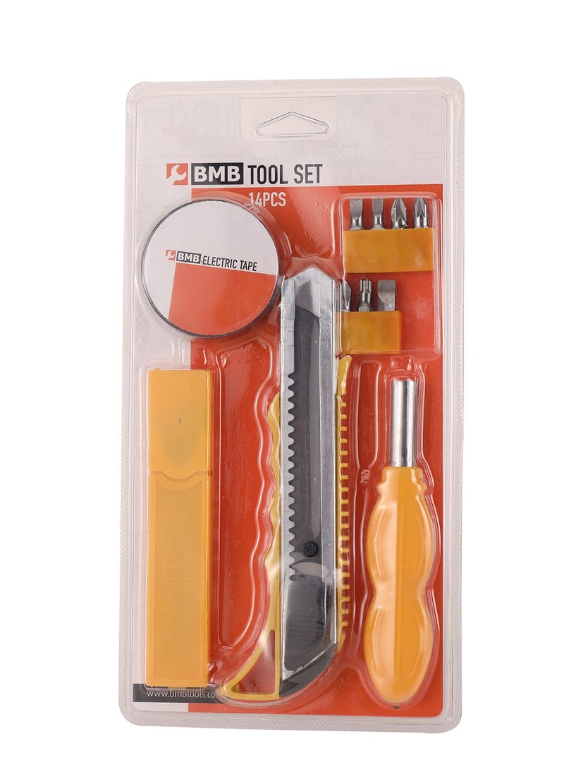 بي إم بي تولز مجموعة ادوات مكونة من 14 قطع مع شريط كهربائي | متعددة الاستخدامات | مجموعة ادوات صناعية | كماشة ومفك براغي | ادوات كهربائية ويدوية - Image 4