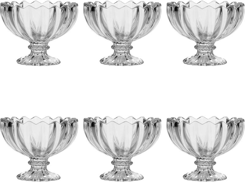 NEVINE Solid Glassware Ice Cream Cup Bowl, Custard Candy Salad Soup Dessert Serving Bowls, Flower Shape Tableware Set, 180 ml, Crystal Clear - 2 PC Perfect for Dessert - Image 5