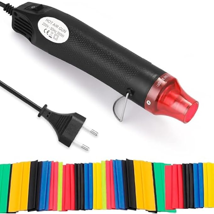 MINI HEAT GUN, 200C HANDHELD HOT AIR GUN TOOL WITH 328 PIECES HEAT SHRINK TUBE HOT AIR BLOWER FOR CRAFT EMBOSSING, HEAT SHRINK TUBING, EPOXY RESIN, HEATED SHRINKING, INK DRYING - Image 2
