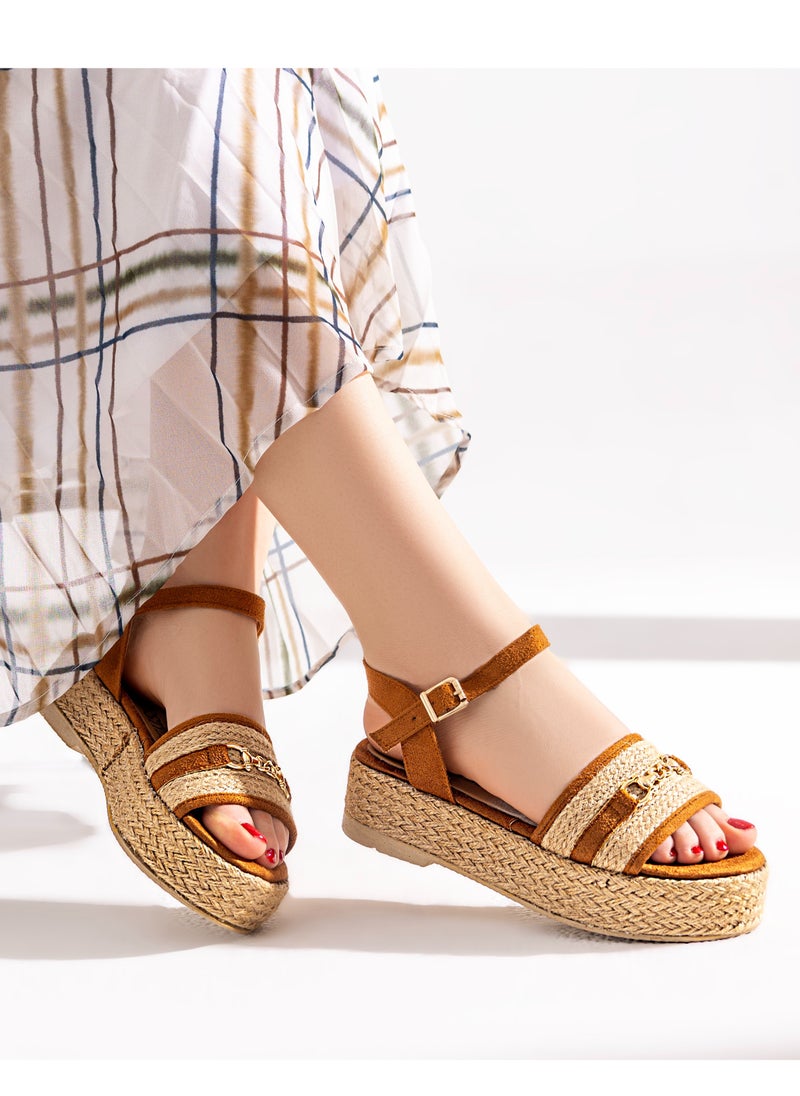 LIFESTYLISH - Sandal Flat Burlap and Suede K-16 - Havan - Image 1