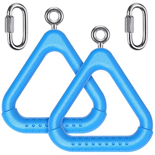 Dolibest 2Pcs Trapeze Swing Bar Rings with Carabiners, Swingset Accessories Outdoor for Ninja Swing Set Accessories Monkey Ring,Obstacle Ring Toys Set for Kids Blue - Image 1