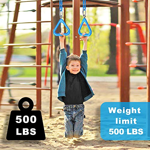 Dolibest 2Pcs Trapeze Swing Bar Rings with Carabiners, Swingset Accessories Outdoor for Ninja Swing Set Accessories Monkey Ring,Obstacle Ring Toys Set for Kids Blue - Image 5