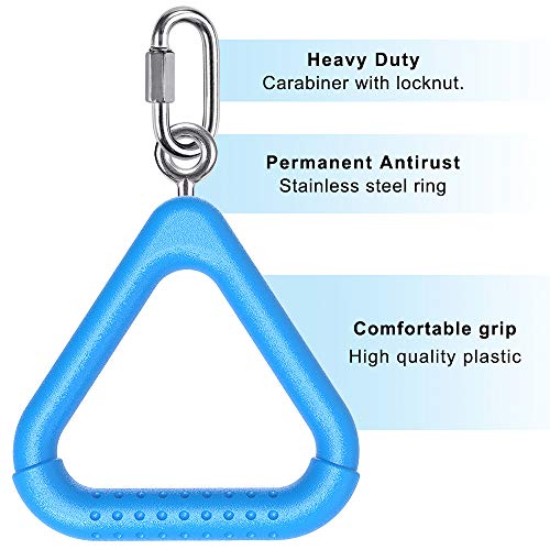 Dolibest 2Pcs Trapeze Swing Bar Rings with Carabiners, Swingset Accessories Outdoor for Ninja Swing Set Accessories Monkey Ring,Obstacle Ring Toys Set for Kids Blue - Image 4