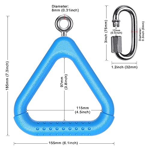 Dolibest 2Pcs Trapeze Swing Bar Rings with Carabiners, Swingset Accessories Outdoor for Ninja Swing Set Accessories Monkey Ring,Obstacle Ring Toys Set for Kids Blue - Image 3