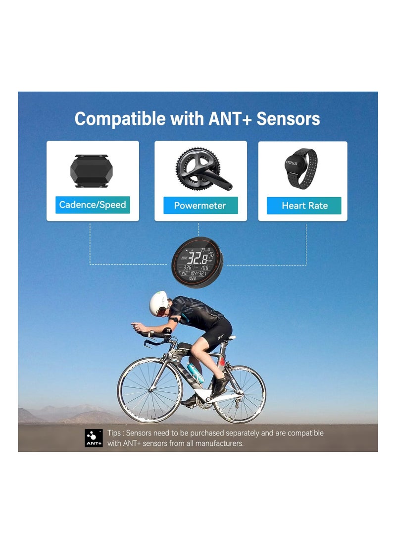 كمبيوتر دراجة GPS مع اتصال ANT+ وبلوتوث، كمبيوتر ركوب الدراجات اللاسلكي ومقياس السرعة ومقياس المسافات، كمبيوتر دراجة مقاوم للماء، جهاز تتبع GPS صغير بشاشة 2.5 بوصة لراكبي الدراجات في الهواء الطلق