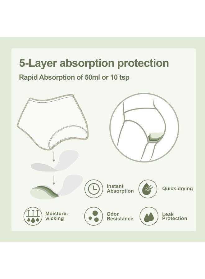 BATTEWA Leak Proof Underwear for Women Washable, High Waist Cotton Incontinence Underwear 50ML Bladder Leakage(5Blush, Large, 5 Pack) - Image 4