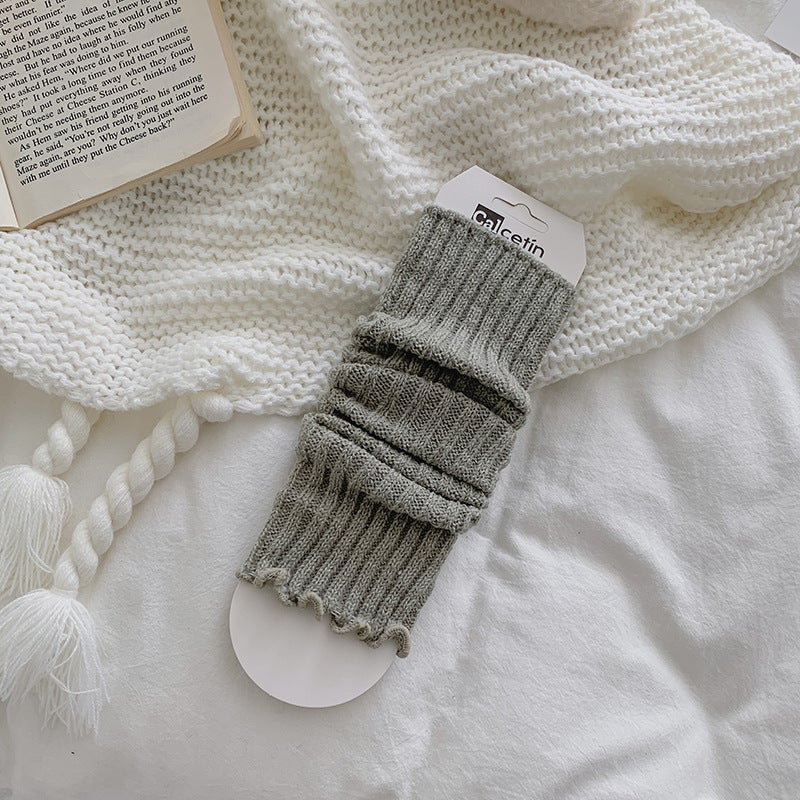 Japanese Style Knit Leg Warmers Autumn Black  - Image 2