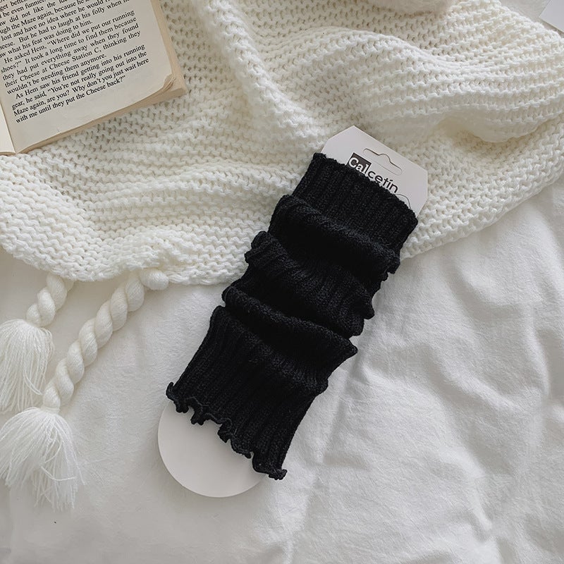 Japanese Style Knit Leg Warmers Autumn Black  - Image 1