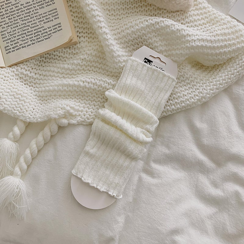 Japanese Style Knit Leg Warmers Autumn Black  - Image 3