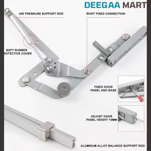 DEEGAA MART Folding Lift-Up Table Hinges and Cabinet Support Stay System – Durable Vertical Swing Pneumatic Arms, Hydraulic Flap Stay Lift Mechanism for Kitchen Cabinet Doors - Image 3