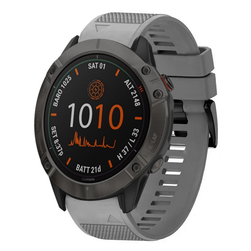 S-TOP For Garmin Fenix 6X Pro Quick Release 26mm Silicone Watch Band(Grey) - Image 1