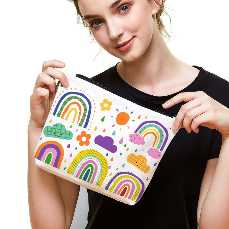 Fokongna Inspiring gifts for Women, Rainbow Bags for Girls Women, Rainbow Makeup Bag for Her Teeny, Rainbow Wall, Daughter Granddaughter Birthday Gifts- Makeup Bag Cosmetic Bag Travel Pouch Gift for Her-H - Image 3