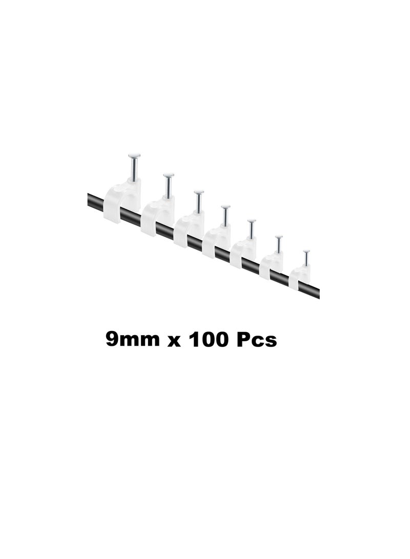 Electrical Cable Wire Round Clips, Steel Nails Tacks Holder for Organizing Electric Wires Cables Lines - White (9mm - 100Pcs)  - Image 3