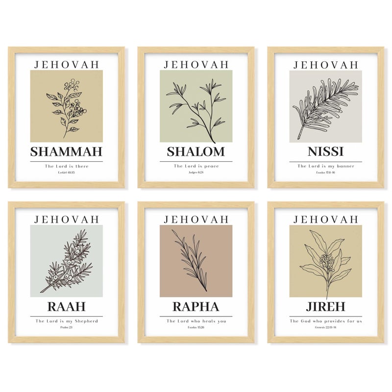 97 Decor Hebrew Names of God Poster Minimalist Christian Wall Art Decor Scripture Art Prints Bible Verse Posters Jehovah Jireh Rapha Shalom Shammah Raah Nissi Christian Artwork 8x10 UNFRAMED