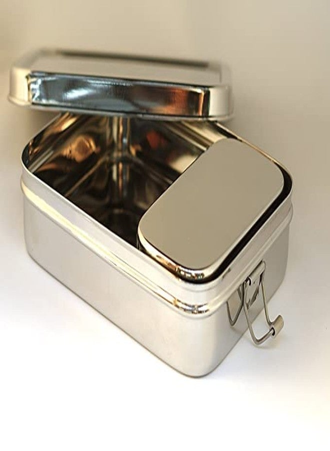 Ikka Lunch Box High Steel Rectangle Heavy Duty Unbreakable Storage Container with Lock Lid Lunch Box for Office-College - 400 ml, Set of 1 - Image 1