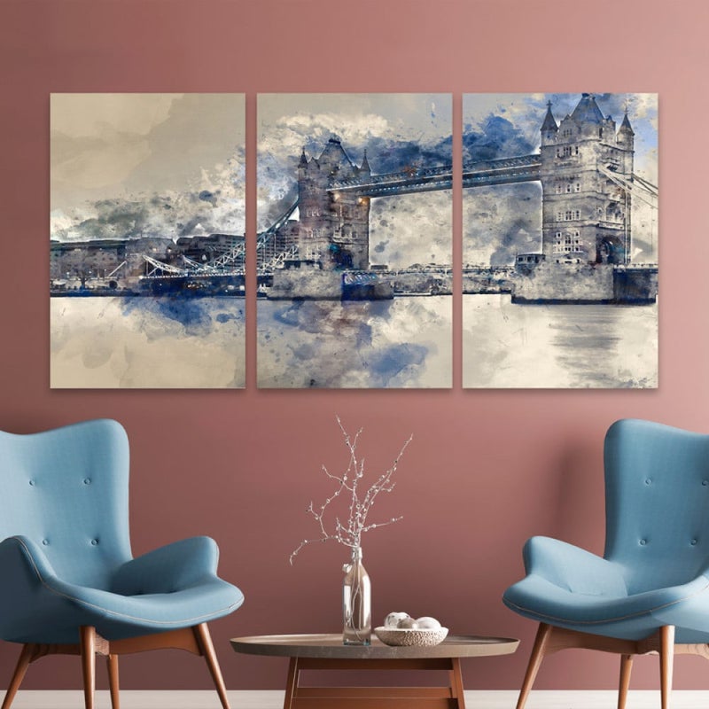 Marktna Three luxurious modern canvas prints with a hollow frame, measuring (90×40), three pieces - Image 1