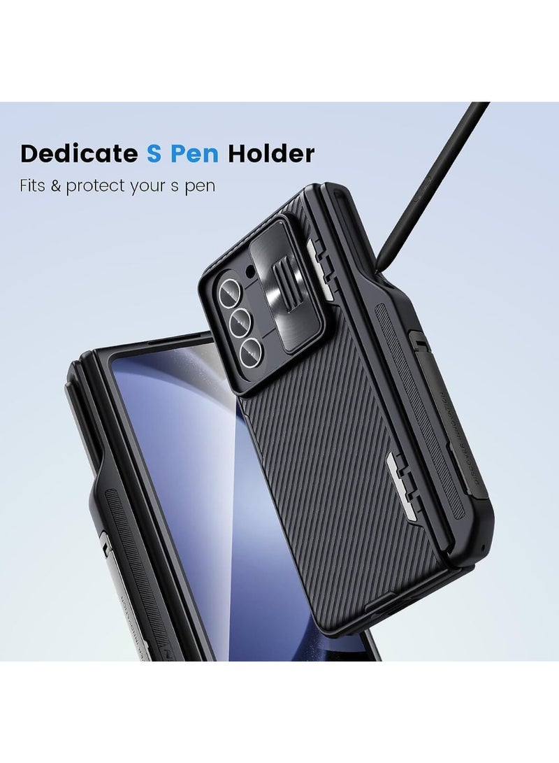 Nillkin CamShield Fold Case with Pen Holder & Stand for Samsung Galaxy Z Fold 5/W24 | Versatile Protection & Built-In Stand - Black - Image 2